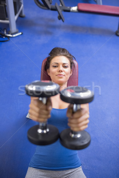 Stockfoto: Vrouw · lift · gewichten · gymnasium · sport · gezondheid