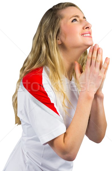 Nerveus voetbal fan witte voetbal Rood Stockfoto © wavebreak_media