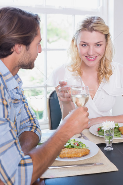 快樂 情侶 享受 餐 一起 家 商業照片 © wavebreak_media