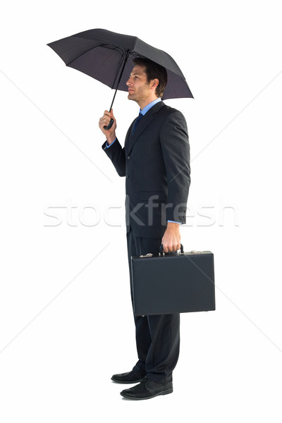 Geschäftsmann Dach halten Aktentasche weiß Mann Stock foto © wavebreak_media
