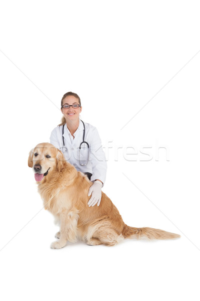 Sonriendo veterinario labrador blanco mujer feliz Foto stock © wavebreak_media