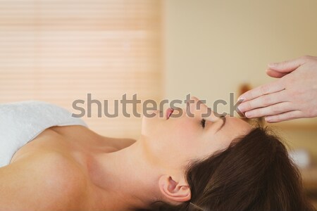 Stockfoto: Jonge · vrouw · reiki · behandeling · therapie · kamer · vrouw