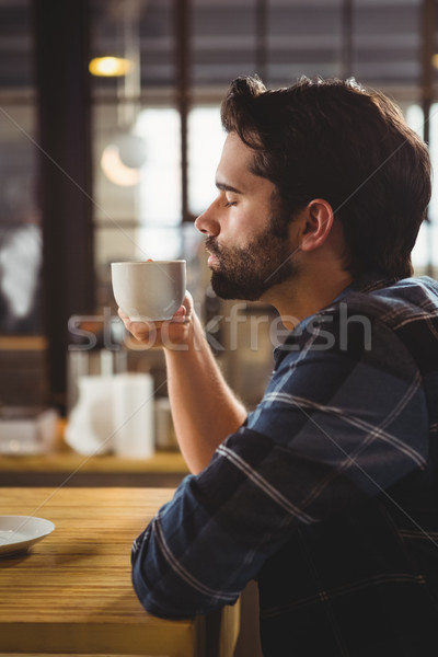 ストックフォト: 男 · 飲料 · コーヒー · カフェ · 食品