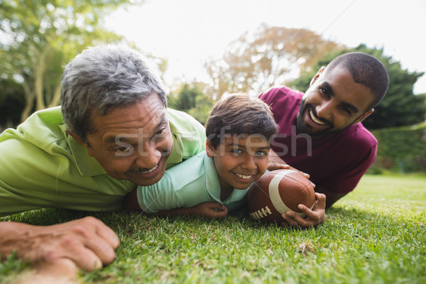 Stockfoto: Spelen · rugby · park · portret · familie