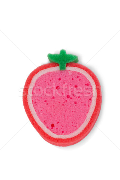 Strawberry shaped scouring pad on white background Stock photo © wavebreak_media