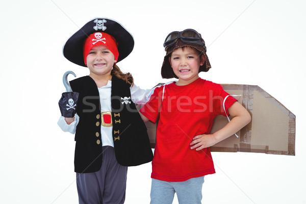 Masked kids pretending to be pirate and pilot Stock photo © wavebreak_media