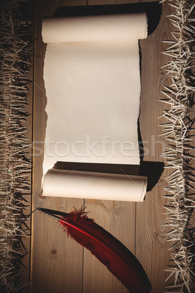 Old blank scroll paper and quill Stock photo © wavebreak_media