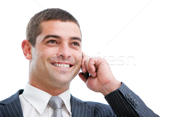 Portret zakenman telefoon geïsoleerd witte kantoor Stockfoto © wavebreak_media