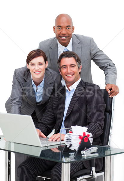 Equipe de negócios trabalhando computador branco teclado empresário Foto stock © wavebreak_media