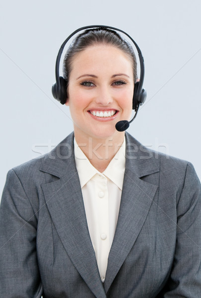 портрет привлекательный деловая женщина гарнитура компания компьютер Сток-фото © wavebreak_media