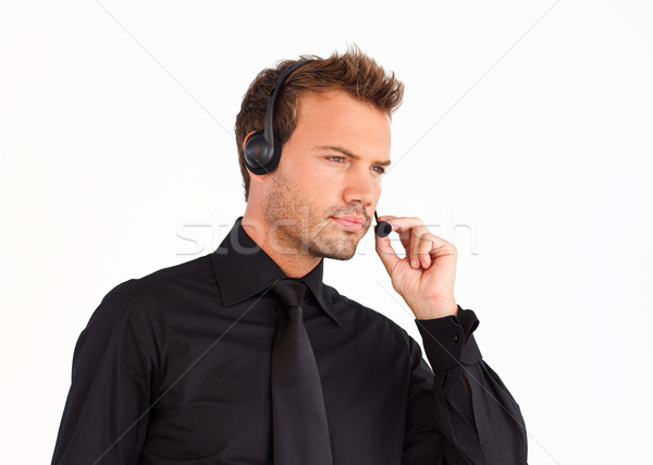 Servicio al cliente representante hombre auricular negocios teléfono Foto stock © wavebreak_media