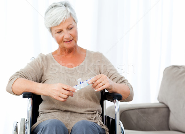 старший коляске таблетки пространстве пожилого смеяться Сток-фото © wavebreak_media