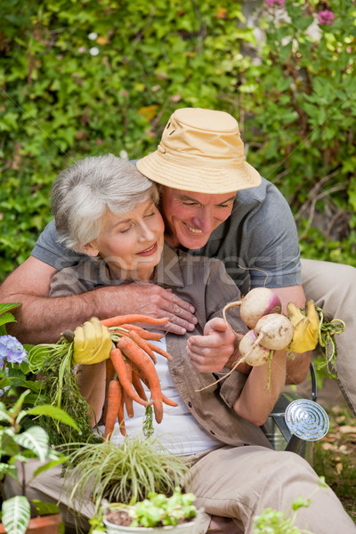 Mann Frau Garten Haar home Stock foto © wavebreak_media