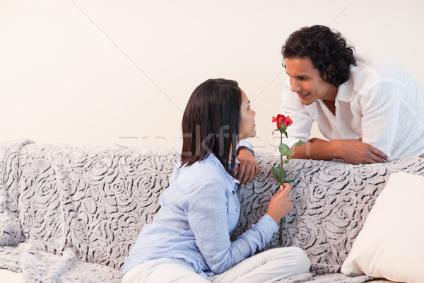 Foto stock: Aumentó · amigo · salón · flor · casa