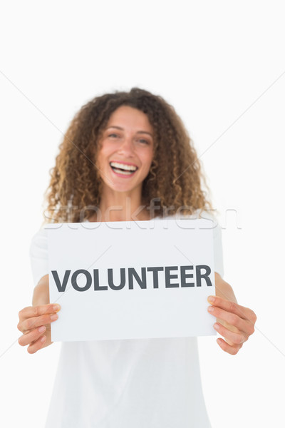 Foto stock: Sonriendo · voluntario · anunciante · blanco · retrato