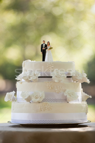 Estatueta casal bolo de noiva parque noiva Foto stock © wavebreak_media
