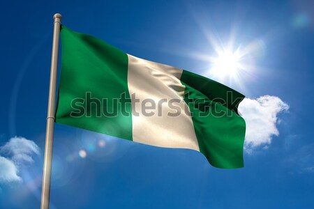 Stock photo: Nigeria national flag on flagpole 