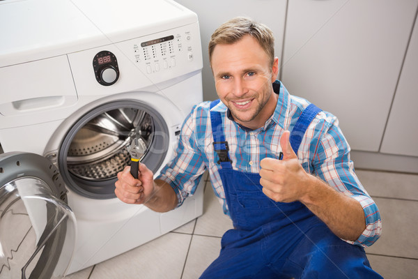 Foto stock: Manitas · lavadora · cocina · hombre · trabajo