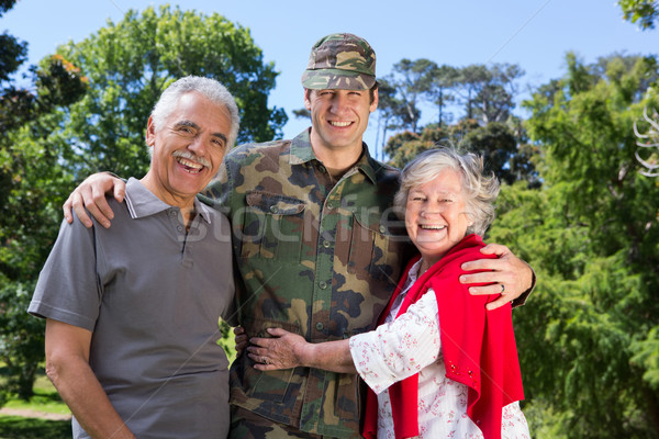 Soldaat ouders vrouw boom voorjaar Stockfoto © wavebreak_media