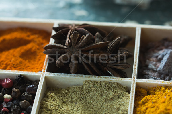 Különböző fűszer tálca közelkép főzés egészséges Stock fotó © wavebreak_media