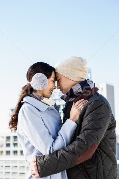 Foto stock: Casal · outro · cabeça · céu · mulher