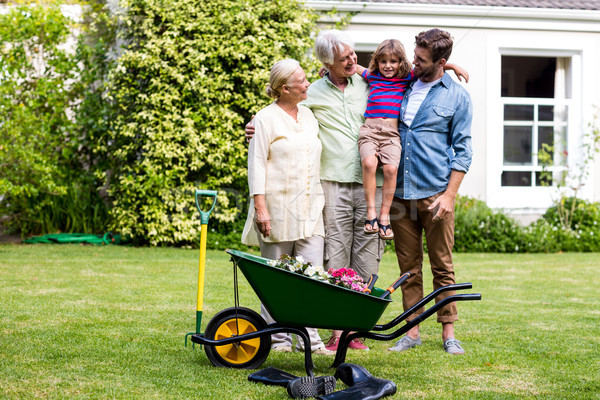 Stock foto: Vater · Großvater · tragen · Sohn · stehen · Oma