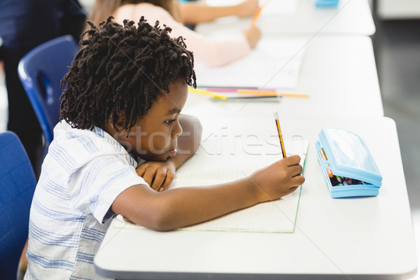 Stockfoto: Schooljongen · huiswerk · klas · school · meisje · kind