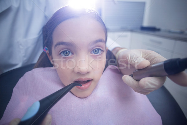 Dentist examining a young patient with tools Stock photo © wavebreak_media
