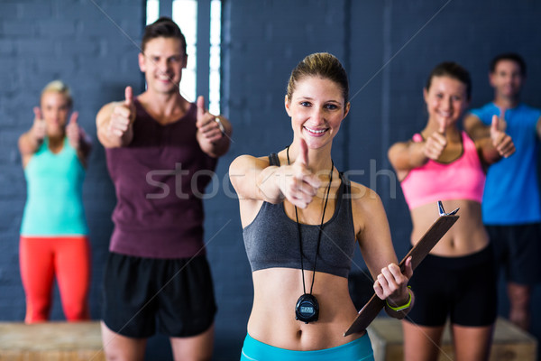 Foto stock: Treinador · atletas · retrato · feminino