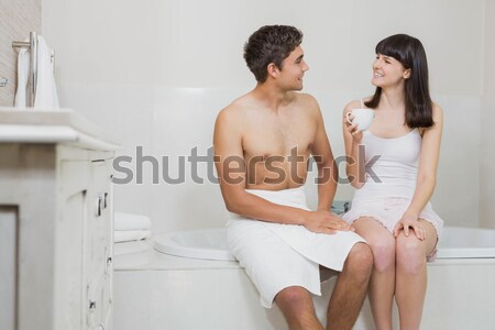 Couple sitting on bed in silence Stock photo © wavebreak_media