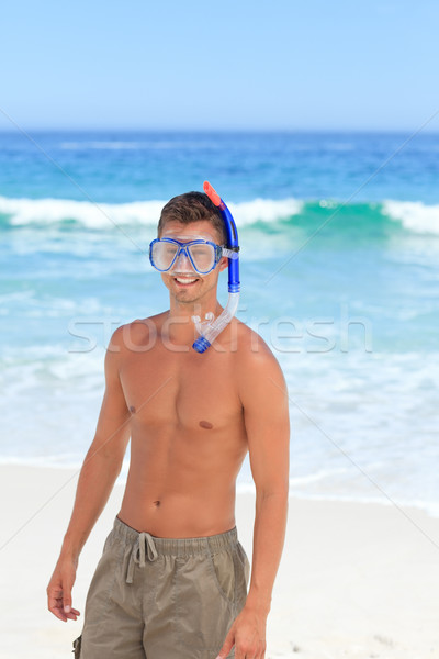 男子 面膜 海灘 水 景觀 身體 商業照片 © wavebreak_media