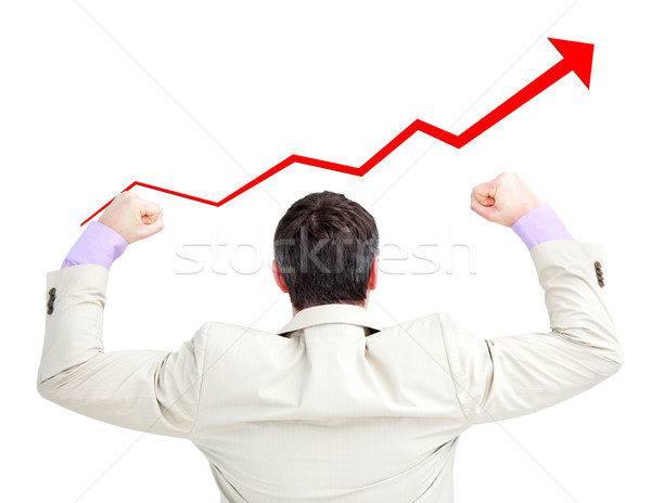 Empresario hasta mirando creciente curva mano Foto stock © wavebreak_media