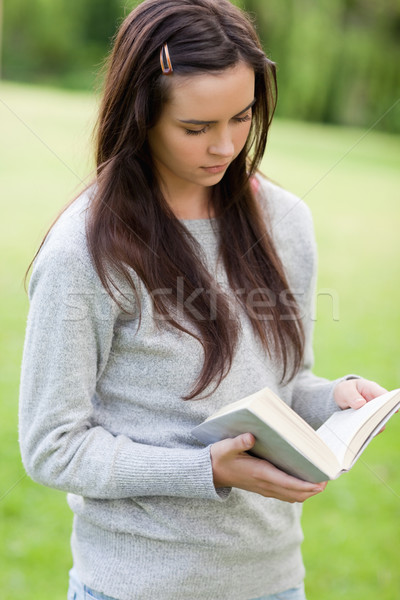 Ernstig jong meisje lezing boek permanente platteland Stockfoto © wavebreak_media