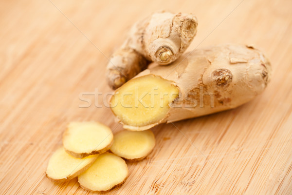 Stockfoto: Plakje · gember · stuk · hout · vruchten · Spice