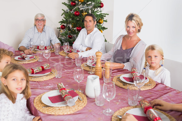 Gülen aile yemek masası Noel ev adam Stok fotoğraf © wavebreak_media