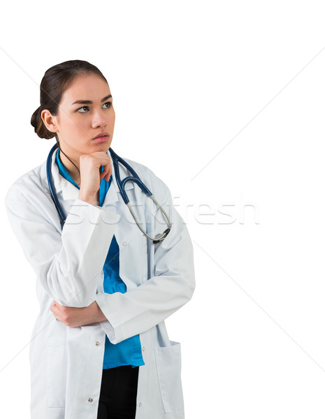 Poważny lekarza lab coat myślenia strony podbródek Zdjęcia stock © wavebreak_media