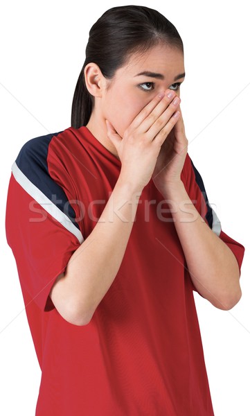 Nerveus voetbal fan naar vooruit witte Stockfoto © wavebreak_media