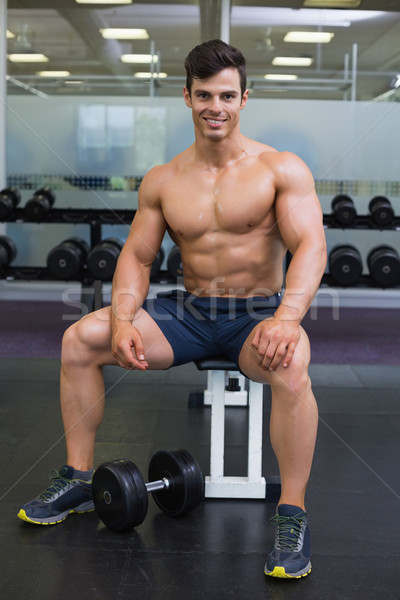 Portrait torse nu musculaire homme séance gymnase [[stock_photo]] © wavebreak_media