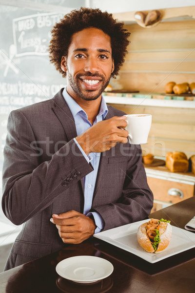 Foto stock: Empresario · almuerzo · hora · Cafetería · hombre