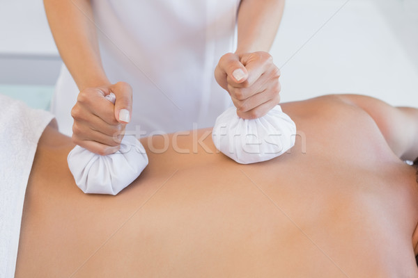 Stock photo: Close up of back massage at spa center