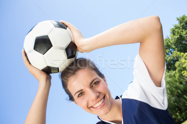 Foto stock: Bastante · sorridente · câmera · mulher