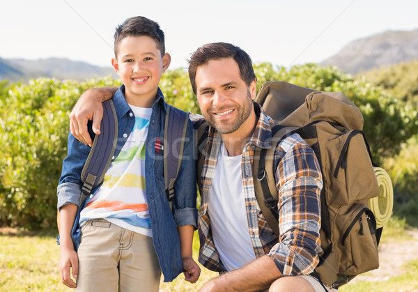 Stock photo: Father and son on a hike together