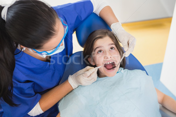 Dentista examinar paciente la boca abierta dentales clínica Foto stock © wavebreak_media