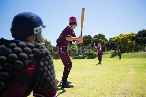 Joueurs jouer baseball ensemble domaine ciel bleu [[stock_photo]] © wavebreak_media