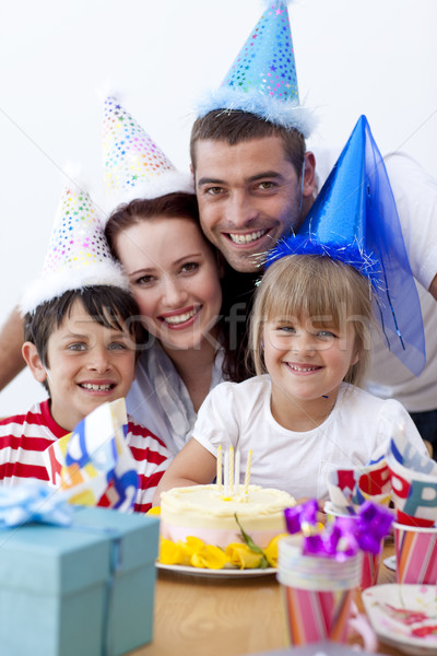 Stock photo: Happy family celebrating a birthday