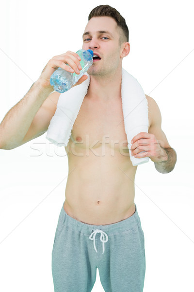 Portrait homme eau potable serviette autour cou [[stock_photo]] © wavebreak_media