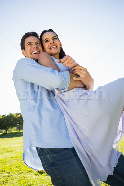 Foto stock: Feliz · homem · mulher · parque