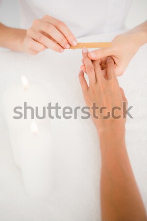 Terapeuta gyantázás láb fürdő központ középső rész Stock fotó © wavebreak_media