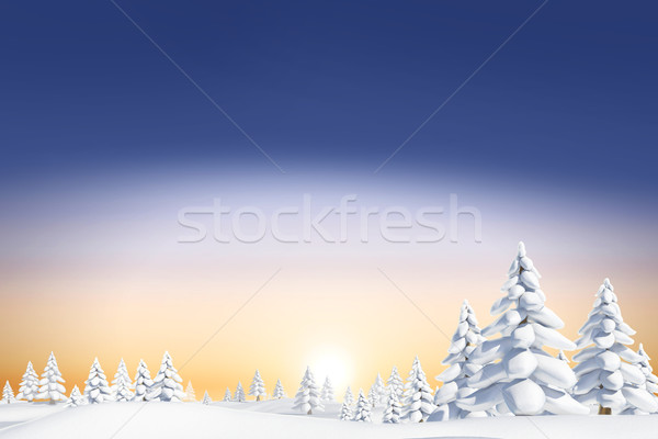 Foto stock: Paisaje · abeto · árboles · digitalmente · generado · forestales