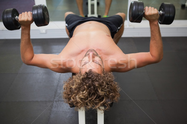 Torse nu homme haltères gymnase [[stock_photo]] © wavebreak_media